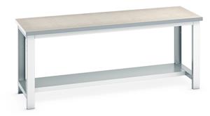 Bott Lino Top Workbench with Half Shelf - 2000Wx750Dx840mmH Industrial Bench with Half Depth Shelf Under for Storage 41003183 